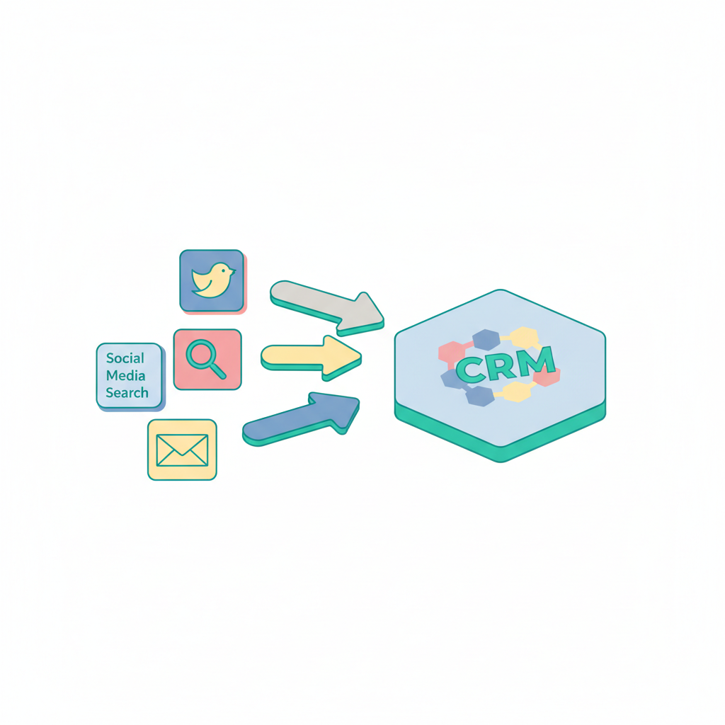Схема каналов лидогенерации, ведущих в единую CRM-систему