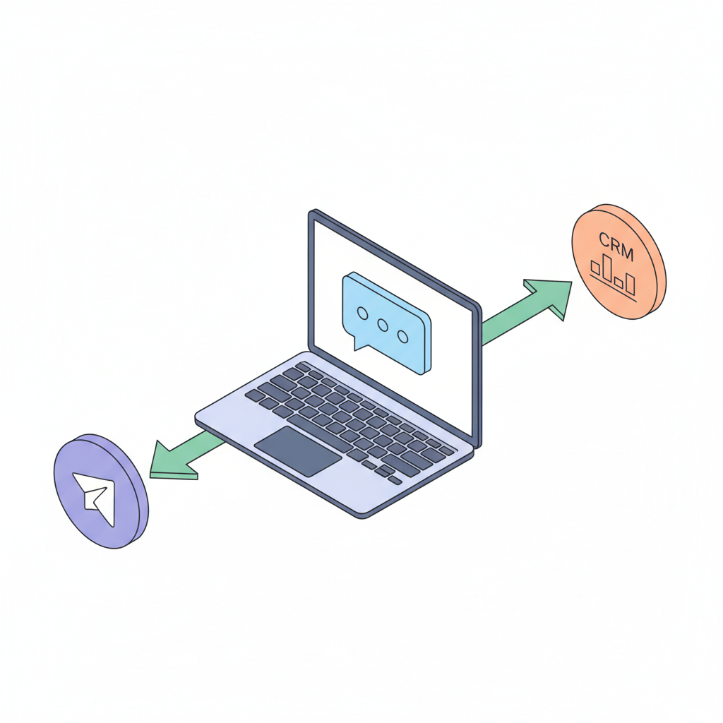 Схема работы ИИ-менеджера: сайт, чат, CRM, менеджер