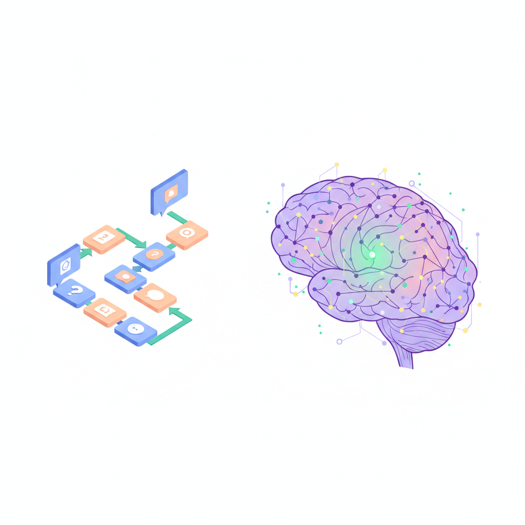 Сравнение обычного чат-бота и умного AI-агента